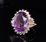 Beautiful Amethyst & 1.06ct Diamond Set 14ct Gold Ring Size L Val $6850