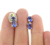 Pretty Gold Tone Sterling Silver Tanzanite & CZ Pendant Earring Set 2.9g