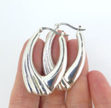 Fabulous Sterling Silver Textured Side Profile Hollow Earrings 6.5g