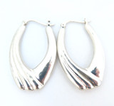 Fabulous Sterling Silver Textured Side Profile Hollow Earrings 6.5g