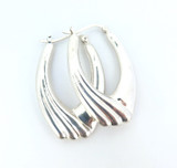 Fabulous Sterling Silver Textured Side Profile Hollow Earrings 6.5g