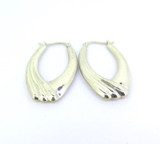 Fabulous Sterling Silver Textured Side Profile Hollow Earrings 6.5g