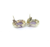 Sculptural Sterling Silver & Teardrop Faceted Amethyst Stud Earrings 2.8g