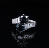 Vintage Sapphire & Diamond 18ct White Gold Crossover Ring Sz N Val $10,890