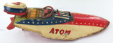 1950s Super Rare Japanese Japan Marusan Toys SAN Tinplate “ATOM” Speedboat.