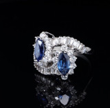 Vintage Blue Sapphire & 1.60ct Diamond Set Platinum Ring Size J Val $8245