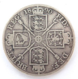 1890 English 2 Florins Double Florin .925 Silver. 21.9 G 35.5 MM. Circ Condition