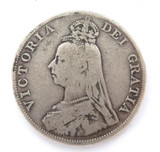 1890 English 2 Florins Double Florin .925 Silver. 21.9 G 35.5 MM. Circ Condition