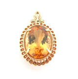 Gorgeous Golden Citrine & 14ct Yellow Gold Pendant 9.6g