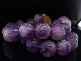 19th C. Chinese Antique Carved Shou 15mm Amethyst Court Beads.