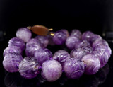 19th C. Chinese Antique Carved Shou 15mm Amethyst Court Beads.