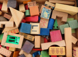 Large Job Lot Various Vintage Wooden ... Blocks, Game Parts, Part Buildings etc.