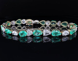 13.20ct Emerald & 6.75ct Diamond Set 18ct Gold Bracelet 19cm Val $79535.