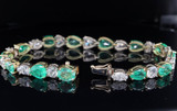 13.20ct Emerald & 6.75ct Diamond Set 18ct Gold Bracelet 19cm Val $79535.