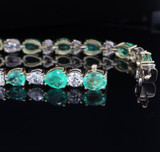 13.20ct Emerald & 6.75ct Diamond Set 18ct Gold Bracelet 19cm Val $79535.