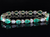 13.20ct Emerald & 6.75ct Diamond Set 18ct Gold Bracelet 19cm Val $79535.