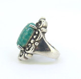 Beautiful Sterling Silver & Bright Green Amazonite Decorative Ring 9.2g Size L