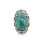 Beautiful Sterling Silver & Bright Green Amazonite Decorative Ring 9.2g Size L