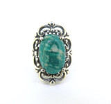 Beautiful Sterling Silver & Bright Green Amazonite Decorative Ring 9.2g Size L