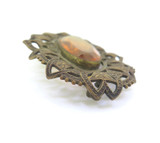 Stunning Vintage Decorative Open Frame Brass & Glass Brooch 19.8g