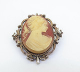 Vintage Gold-tone Metal Carved Cameo Decorative Setting Pendant / Brooch 28.3g