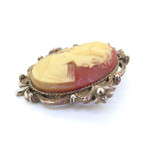 Vintage Gold-tone Metal Carved Cameo Decorative Setting Pendant / Brooch 28.3g