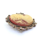Vintage Gold-tone Metal Carved Cameo Decorative Setting Pendant / Brooch 28.3g