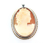 Vintage Sterling Silver & Gold Twisted Wire Cameo Portrait Brooch/ Pendant 16.8g