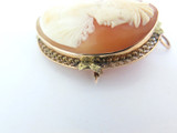 Antique Fine Filigree 14ct Yellow Gold Cameo Portrait Brooch/ Pendant 12.9g