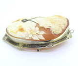 Impressive 14k White Gold Intricately Carved Habille Cameo Pendant Brooch 23.2g