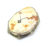 Impressive 14k White Gold Intricately Carved Habille Cameo Pendant Brooch 23.2g