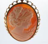 Vintage Italian Fine 18ct Yellow Gold Agate Cameo Portrait Brooch/ Pendant 9.5g