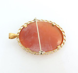 Vintage Italian Fine 18ct Yellow Gold Agate Cameo Portrait Brooch/ Pendant 9.5g