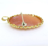Vintage Italian Fine 18ct Yellow Gold Agate Cameo Portrait Brooch/ Pendant 9.5g