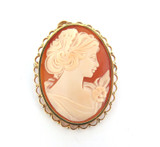 Vintage Italian Fine 18ct Yellow Gold Agate Cameo Portrait Brooch/ Pendant 9.5g