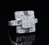 Vintage 1.43cttw Diamond Set 14ct White Gold Cocktail Ring Size L1/2 Val $8130