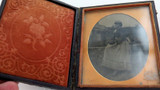 .1800s FRAMED AMBROTYPE / TINTYPE OF LADY in NICE CASE ex 1999 CHRISTIES AUCTION
