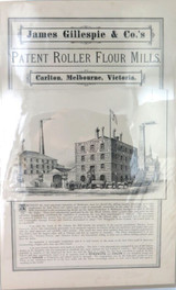 1880's Stunning Large Advertisement for James Gillespie Roller Flour Mills Vic.