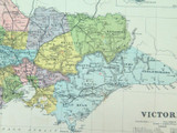 c1870s Detailed Coloured Map of Victoria County Boundaries + Melbourne Layout.