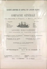 RARE Large c1878 French / France Shipping Steamer Line Advert COMPAGNIE GENERALE