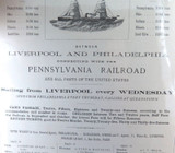 RARE Large c1878 Advert. AMERICAN LINE Steamship Company of Philadelphia