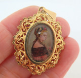 Vintage 18ct Gold & Diamond Italian Corletto 1960s Ornate Portrait Pendant 5.3g