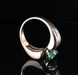 Tsarorite & Tapered Baguette Diamond 14ct Yellow Gold Ring Size M Val $7090