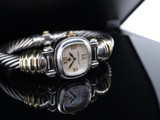 Auth. David Yurman Sterling Silver & 18ct Gold Cable Ladies Watch T-58943