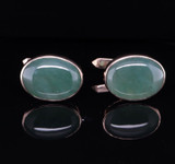 A Vintage Pair Of 14ct Gold Jade Gentleman’s Cufflinks Signed JJCo