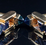 A Rare Pair Of Vintage French 18ct Gold Sapphire Gentleman’s Stirrup Cufflinks