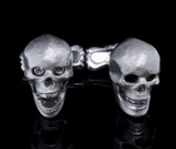 Articulated Skull & Crossbone 18ct Gold Mens Cufflinks - Diamond Set Eyes