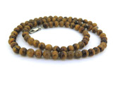 Stunning 6mm Tigers Eye & Sterling Silver Beaded Necklace Length 50cm