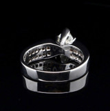 1.00ct Heart Cut Diamond & Princess Cut 18ct White Gold Ring Size N Val $14670