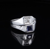 Vintage 14ct White Gold Sapphire & Diamond Set Ring Size P Val $2210